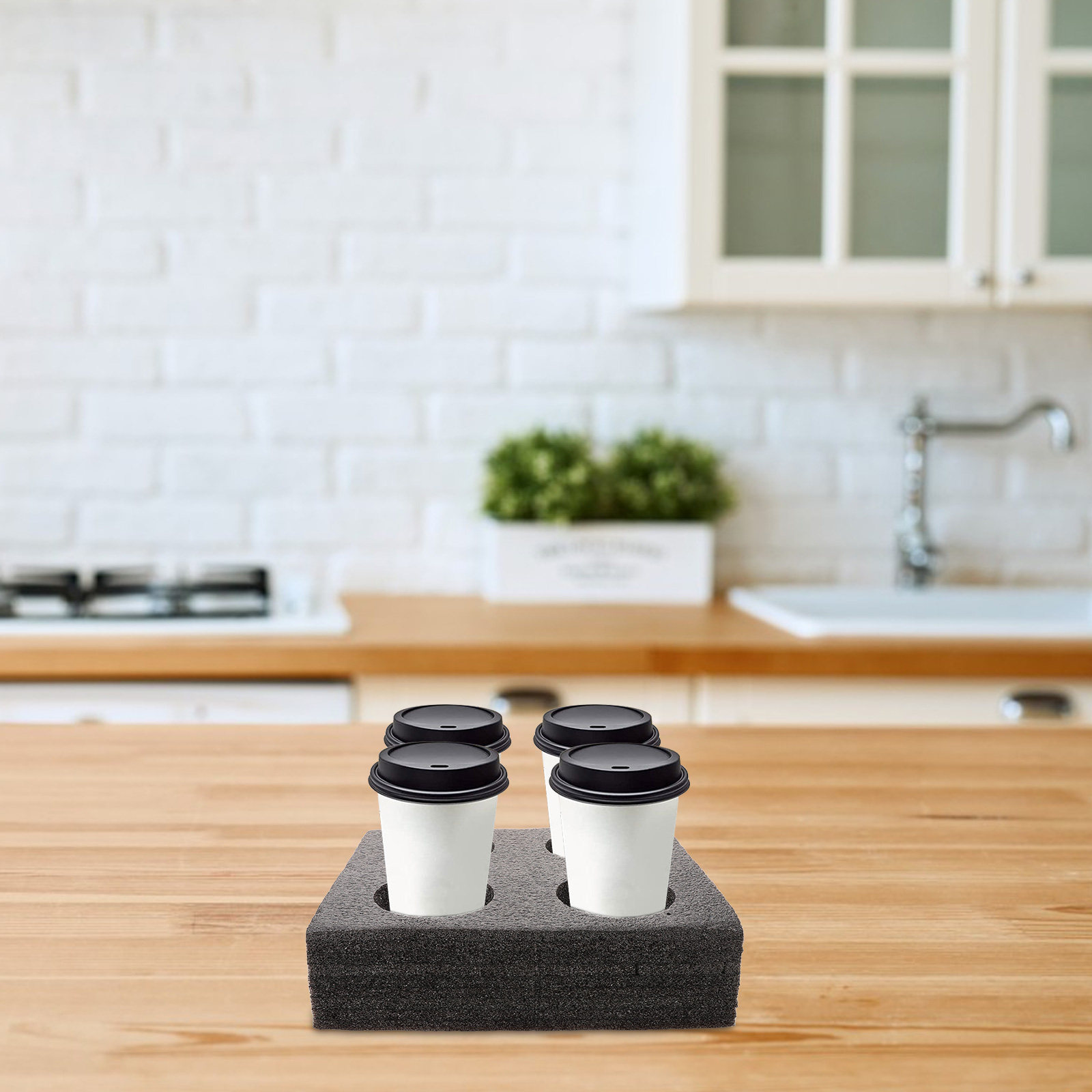 Coffee Tea Holders - Multi-Hole Cup Carrier Tray for 4