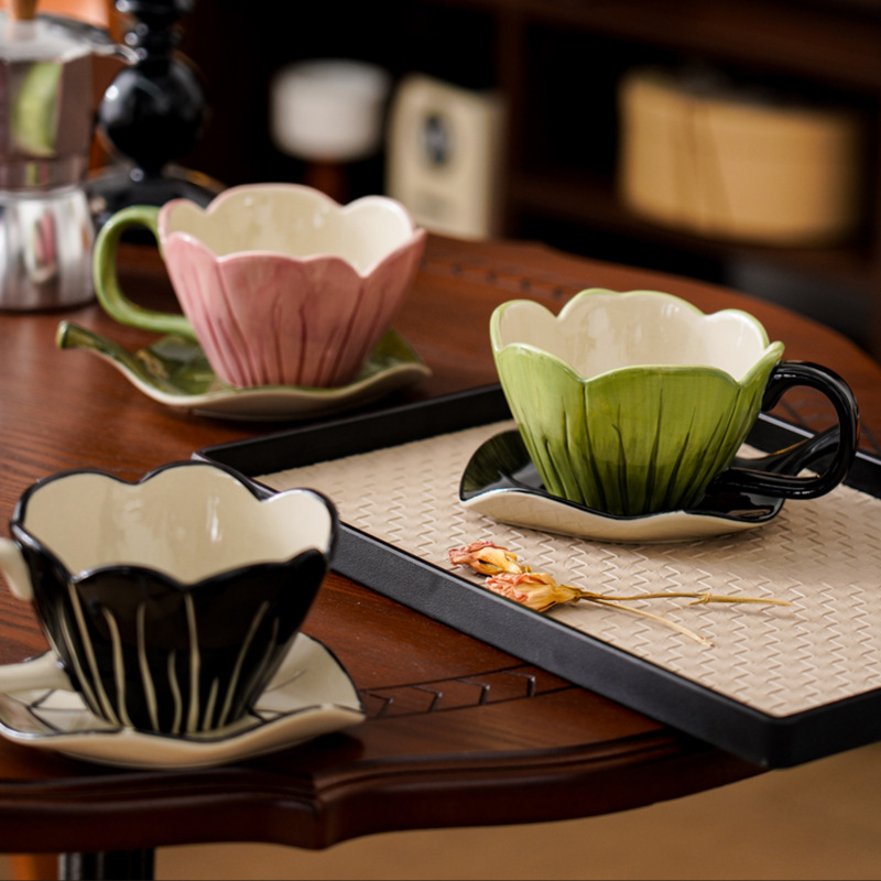 Coffee Tea Leaf - Irregular Hand-painted Coffee Cup Dish Set
