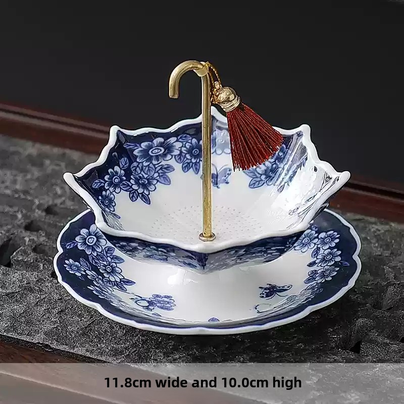Coffee Tea Leaf - Chinese Blue White Porcelain Umbrella Shape