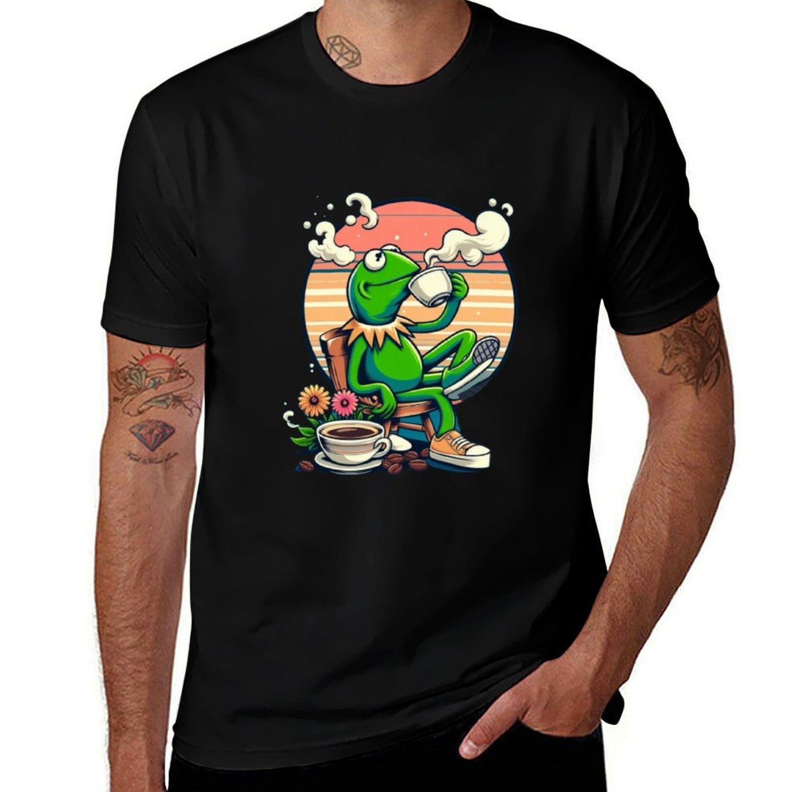 Kermit Sipping Tea gif. Funny  - Coffee Tea Knits review and price