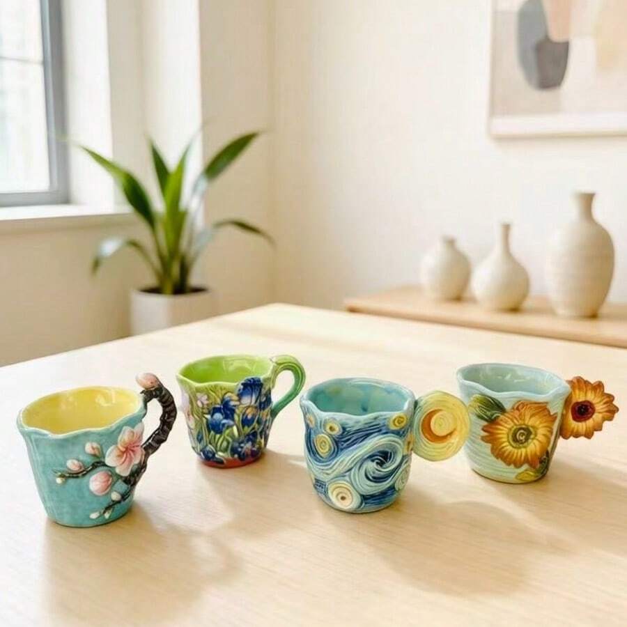 4pcs Van Gogh series embossed  - Coffee Tea Van review and price