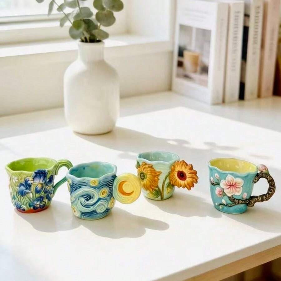 4pcs Van Gogh series embossed  - Coffee Tea Van review and price