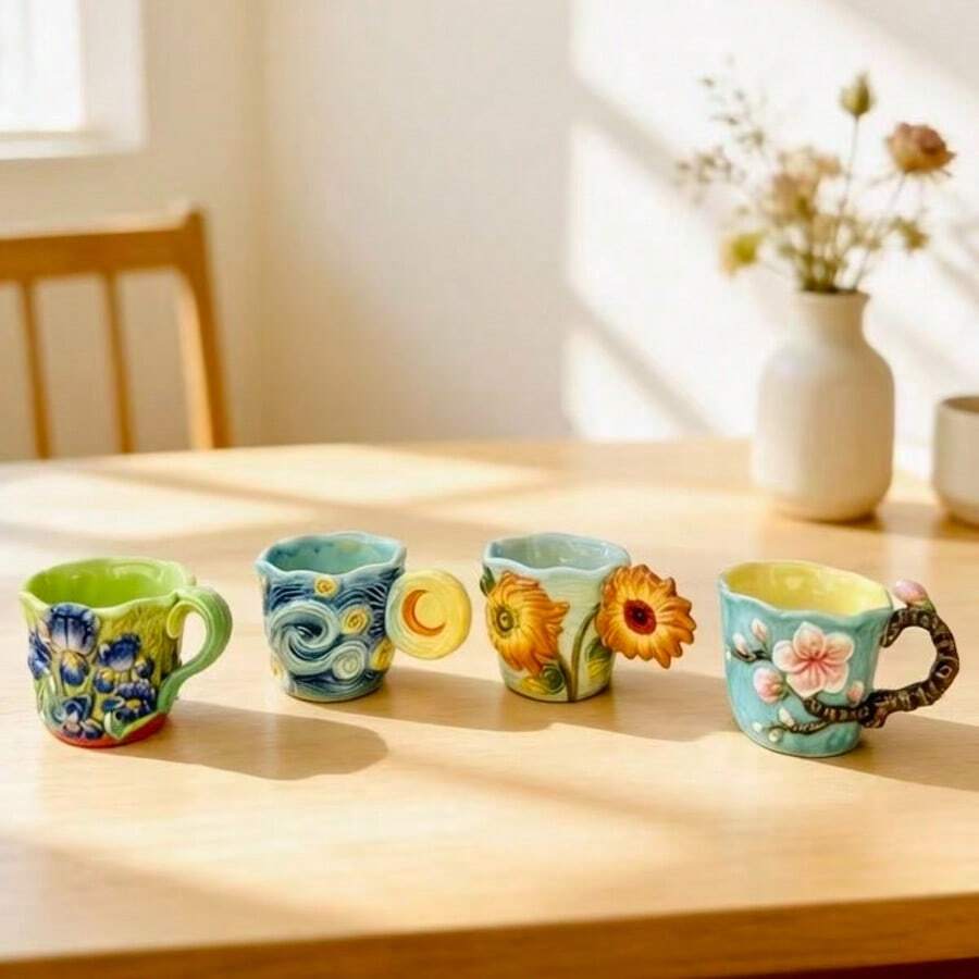 4pcs Van Gogh series embossed  - Coffee Tea Van review and price