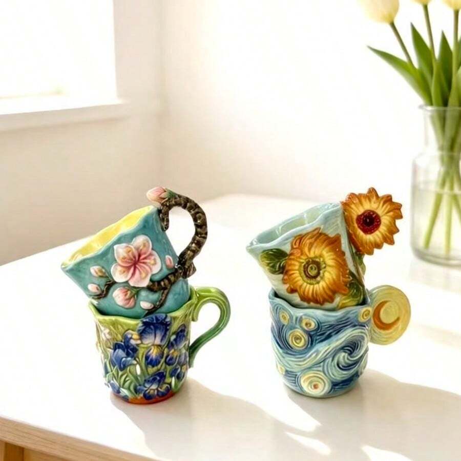 4pcs Van Gogh series embossed  - Coffee Tea Van review and price