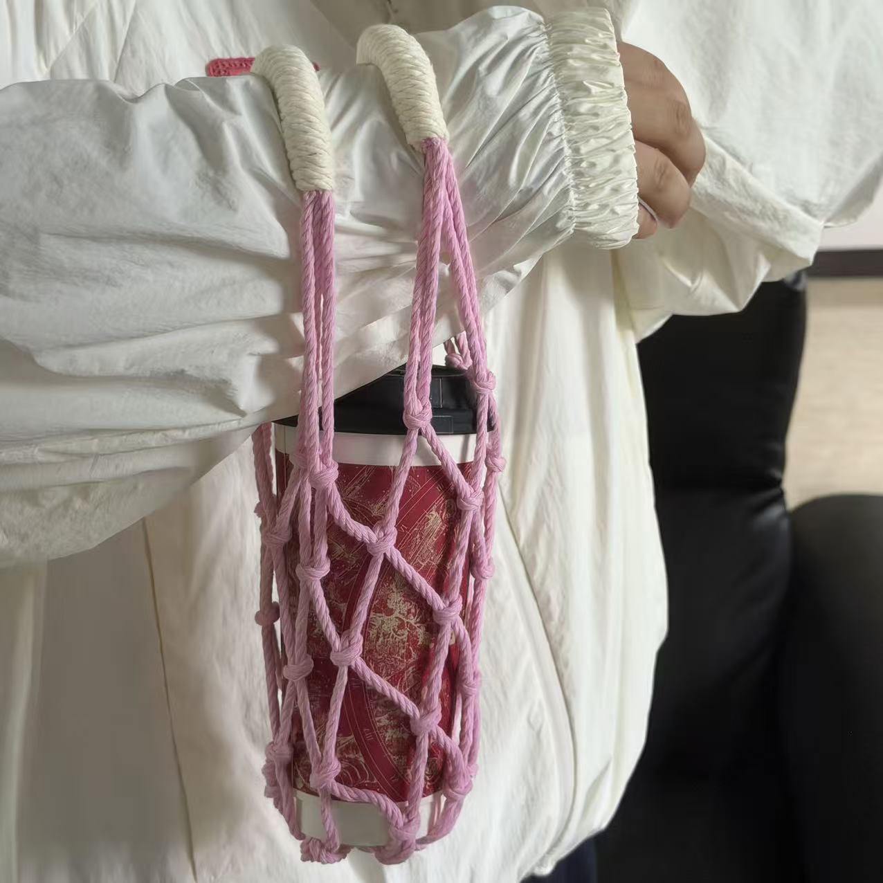 Handmade Macrame Cup Holder Ba - Coffee Tea Knits review and price