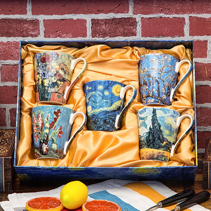 5 Pcs Set Bone China Van Gogh  - Coffee Tea Van review and price