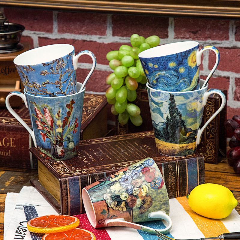 5 Pcs Set Bone China Van Gogh  - Coffee Tea Van review and price